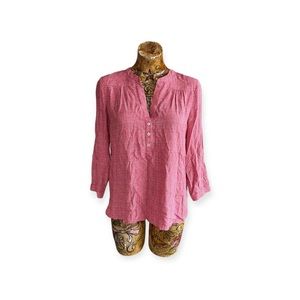 Joie top blouse white red button front long sleeve small